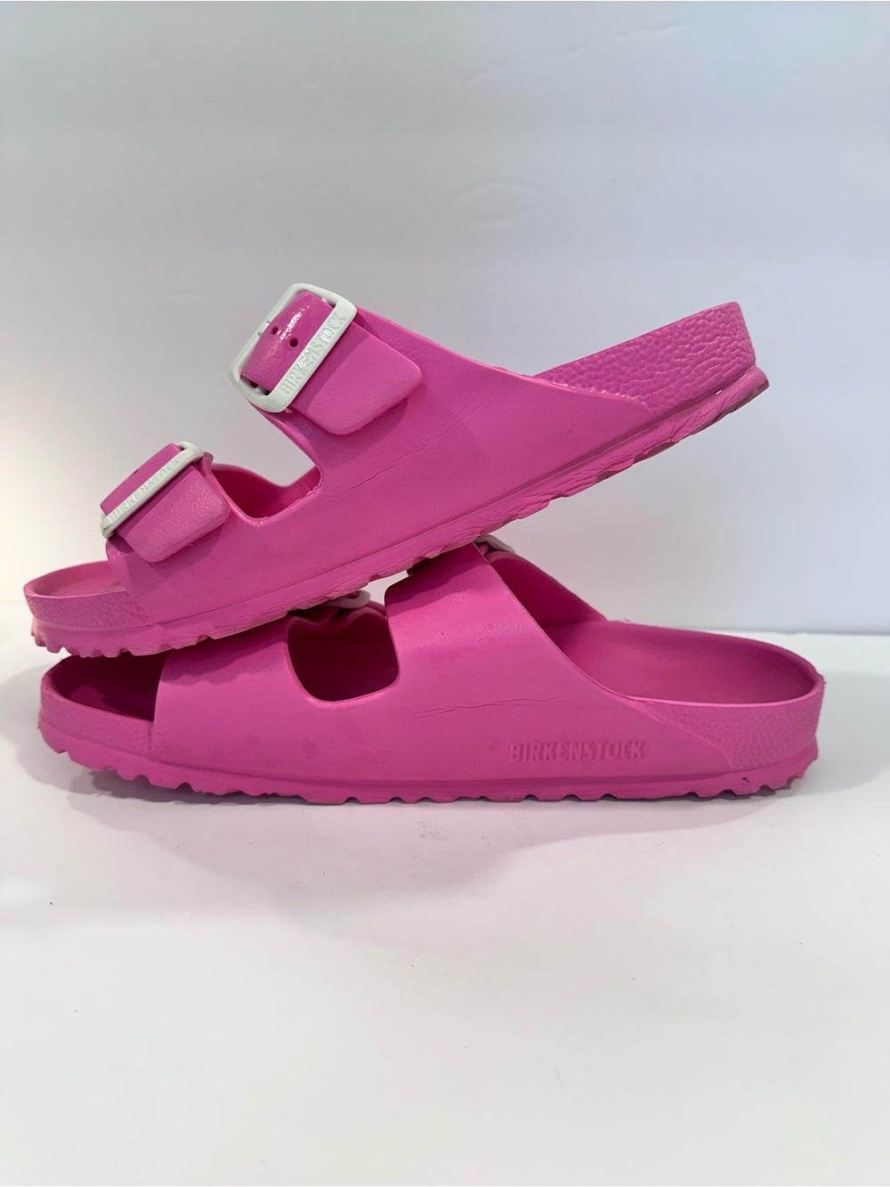 Birkenstock Arizona EVA Hot Pink Double Buckle Sandals Women's Size 39 EU 8 US - Picture 2 of 10
